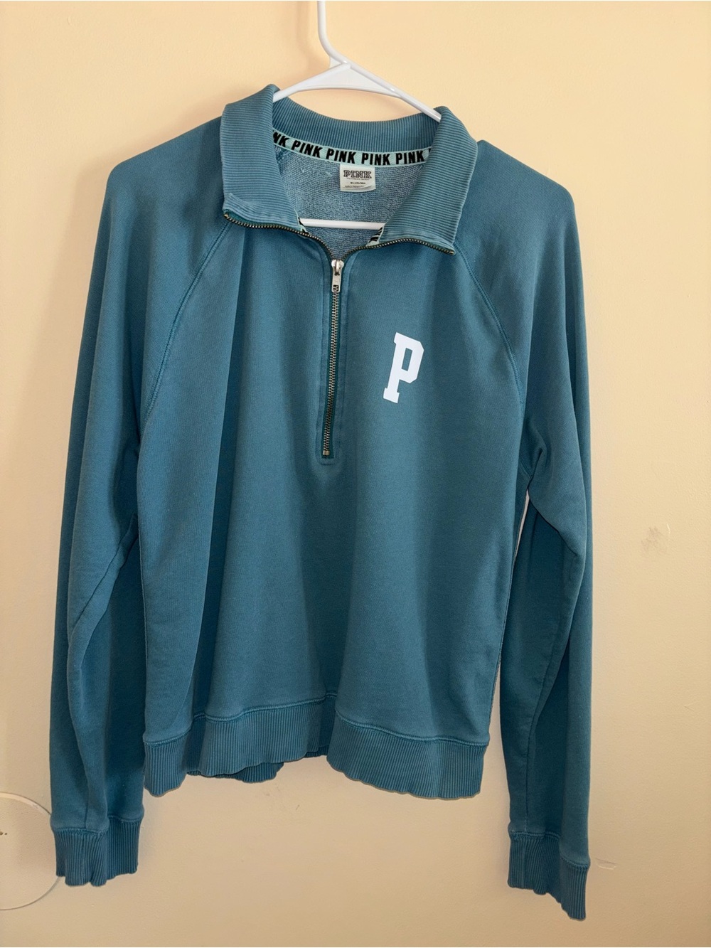 PINK Victoria's Secret Teal Quarter-Zip Sweatshirt